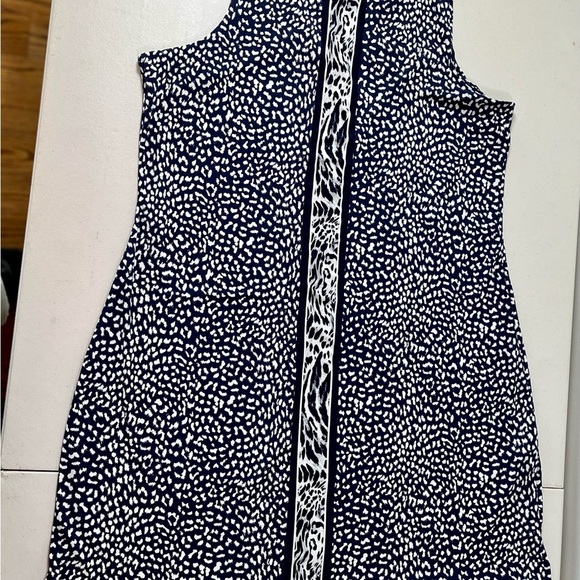 MICHAEL KORS  Size OX Border True Navy Leopard Print Stretch Jersey Dress - Picture 10 of 16